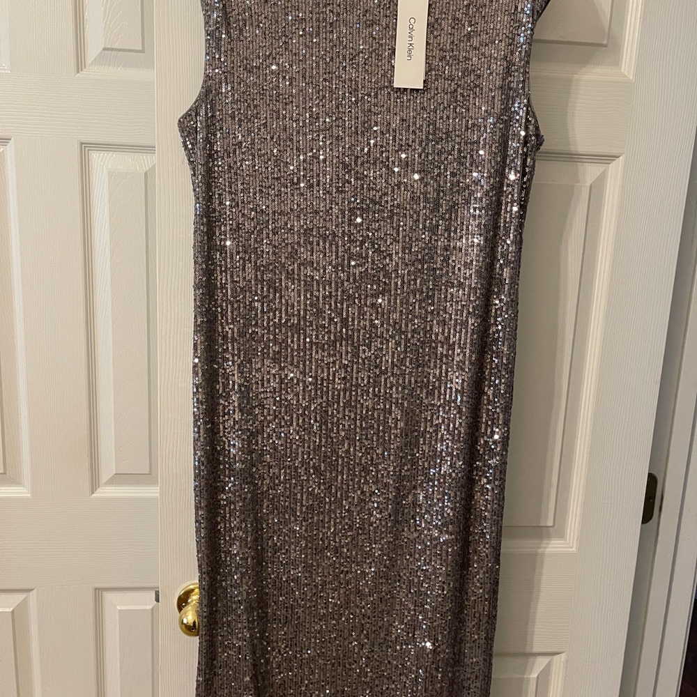 Calvin Klein Silver Sequin Dress
